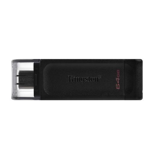 Kingston Pendrive Datatraveler Dt70 64Gb C/Tapa Protectora Y Ranura Para Colgar Usb-C 3.2 Negro