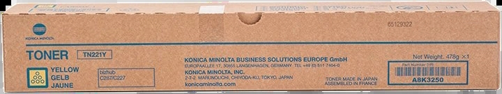 Konica Minolta Tn221 Amarillo Cartucho De Toner Original - Tn221Y/A8K3250
