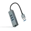 Nanocable Adaptador USB 3.0 a Ethernet Gigabit 10/100/1000 Mbps + 3 Puertos USB 3.0