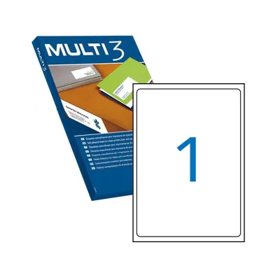 Multi3 Pack de 100 Etiquetas Blancas 199.6X289.1mm con Adhesivo Permanente