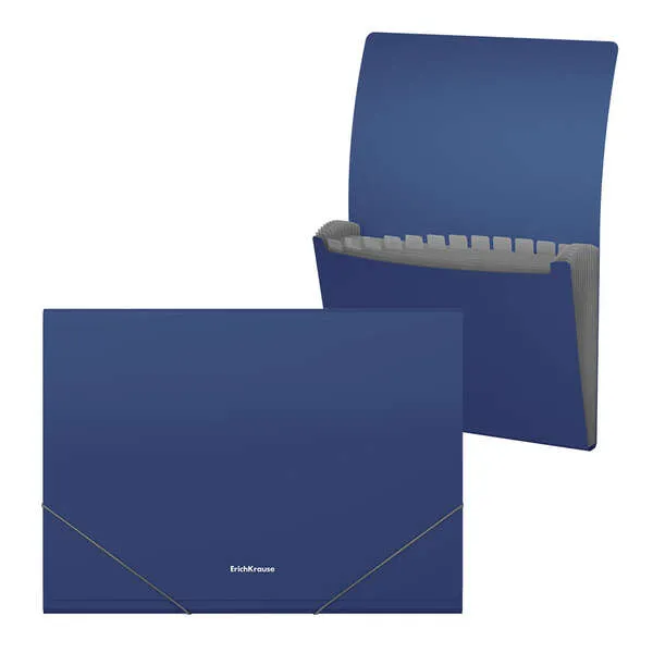 Erichkrause Matt Classic Carpeta/Clasificador Con 12 Fundas A4 - Acabado Mate - Color Azul