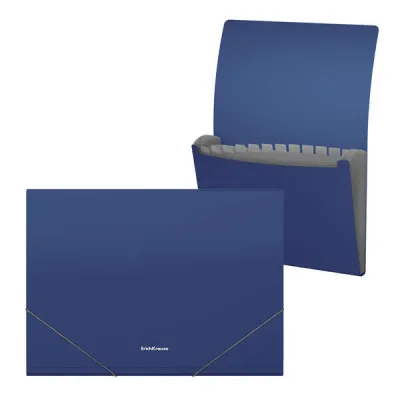 ErichKrause Carpeta Clasificador A4 con 12 Fundas - Acabado Mate - Color Azul
