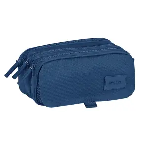 Safta Portatodo 3 Compartimentos con Cremalleras y Cinta Adaptable Azul Marino 215x80x100mm