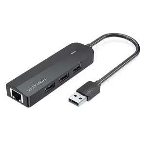 Vention HUB 5 en 1 USB 2.0 a 3xUSB 2.0/MicroUSB/RJ45 - 0.15m - Negro