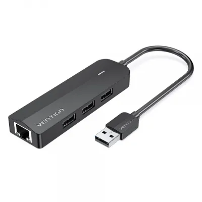 Vention HUB 5 en 1 USB 2.0 a 3xUSB 2.0/MicroUSB/RJ45 - 0.15m - Negro