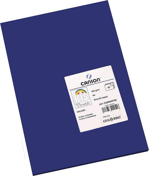 Canson Guarro Pack De 50 Cartulinas Iris A4 De 185G - 21X29.7Cm - Color Azul Ultramar