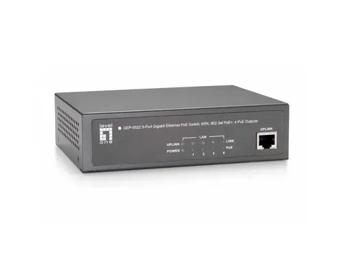 Level One GEP-0522 Switch No Gestión 5 Puertos 10/100/1000, 4 Puertos PoE Plus 65W