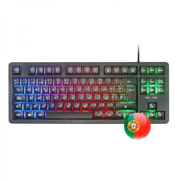 Mars Gaming Mk023 Teclado Gaming - Tecnologia H-Mech Red - Iluminacion Frgb Led - Anti-Ghosting - Compatibilidad Universal - Estructura Robusta - Portugues - Color Negro