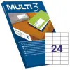 MULTI-3 ETIQUETAS ADHESIVAS 70X37MM INKJET/LÁSER C/RECTOS 24 X 100H BLANCO