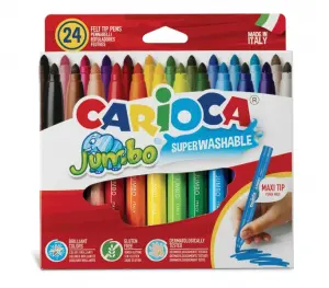 Carioca Jumbo Pack de 24 Rotuladores Superlavables Punta Maxi 6mm Color Varios