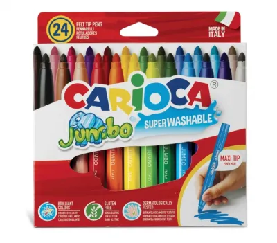Carioca Jumbo Pack de 24 Rotuladores Superlavables Punta Maxi 6mm Color Varios