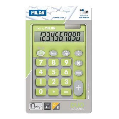 Milan Calculadora de Sobremesa 10 Dígitos con Teclas Grandes y Rectificación de Datos - Verde