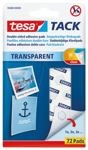 Tesa Tesatack Pack de 72 Puntos Adhesivos de Doble Cara Fuertes y Limpias