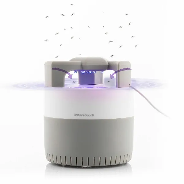 Innovagoods Kl Silen Lampara Usb Antimosquitos Por Succion - Luz Led Uv - Silenciosa - Alcance Hasta 50M2 - Facil Limpieza - 12X14Cm - Color Blanco Y Gris