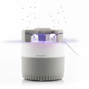 InnovaGoods KL Silen Lámpara USB Antimosquitos - Luz LED UV - Silenciosa - 50m² - 12x14cm - Blanco y Gris