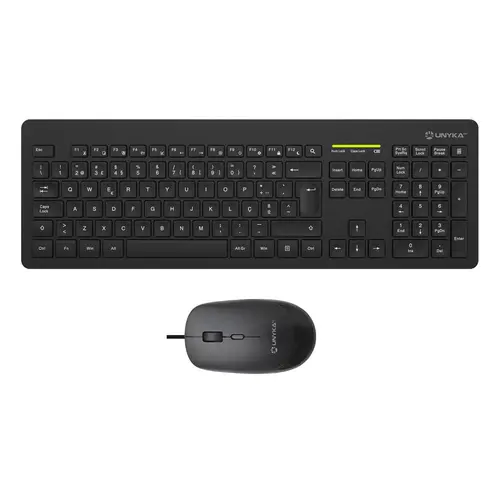 Unykach MK212 Pro Slim Teclado Inalámbrico 108 Teclas + Ratón Inalámbrico 1600dpi, Negro