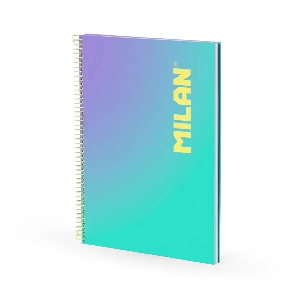 Milan Cuaderno Espiral A4 Cuadricula 5x5mm - 90 Hojas 95 gr/m2 - Turquesa/Violeta