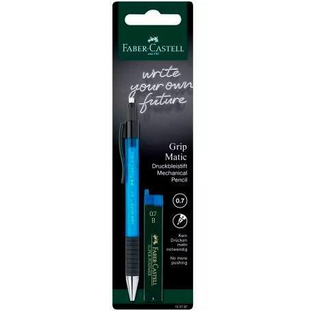 Faber Castell Portaminas Grip Matic + Tubo De Minas 0,7Mm B Azul En Blister