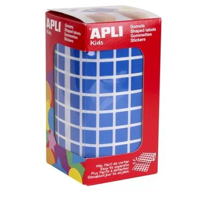 Apli Gomets Cuadrados 10mm Azul - 6372 Unidades en Rollo