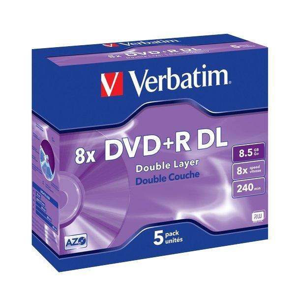 Verbatim Dvd+R Doble Capa, 8.5Gb, 8X, 5 Pack Jewel Case, Superficie Matt Silver