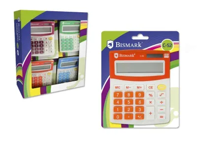 Bismark C-52 Calculadora Escolar De 8 Digitos - Funciones Basicas Y Memoria - Alimentacion Solar Y A Pilas - Colores Surtidos Aleatorios