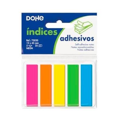 Dohe Indices Reposicionables 5 Tacos X 25 Marcadores 12X45Mm C/Surtidos Neón