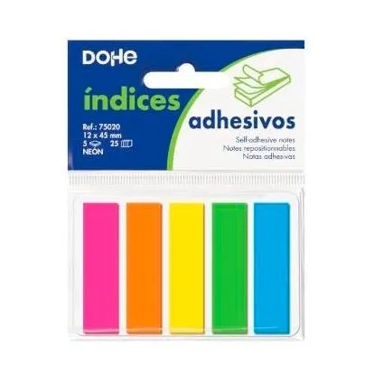 Dohe Indices Reposicionables 5 Tacos X 25 Marcadores 12X45Mm C/Surtidos Neón
