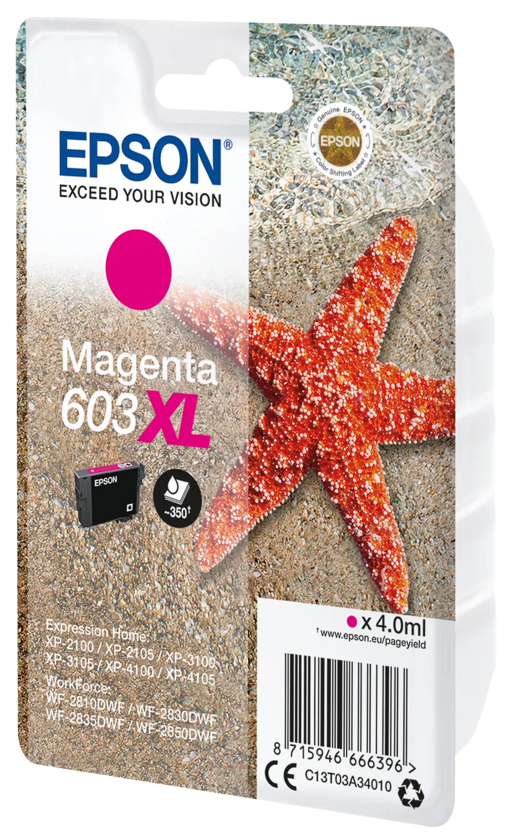 Epson Tinta Magenta 603 XL para XP-2100, 3100, 4100 / WF-2830DWF, 2850DWF