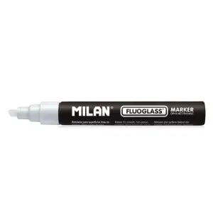 Milan Fluoglass Rotulador Punta Biselada 2-4mm Tinta al Agua Color Blanco