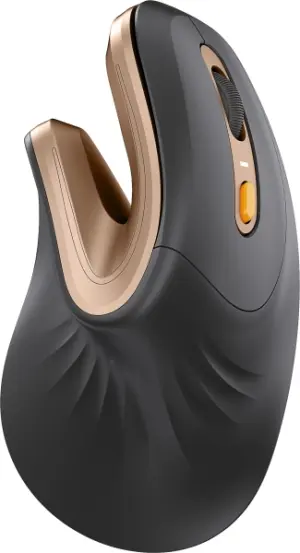ProtoArc EM11 NL Ratón Vertical Ergonómico Inalámbrico 2400 DPI Bluetooth 2.4GHz Batería Recargable Multidispositivo Negro/Dorado