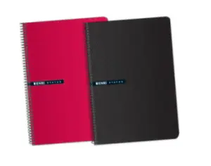 Enri Cuaderno Espiral Tapa Dura 100H Folio 70g Cuadrícula 4x4 Negro
