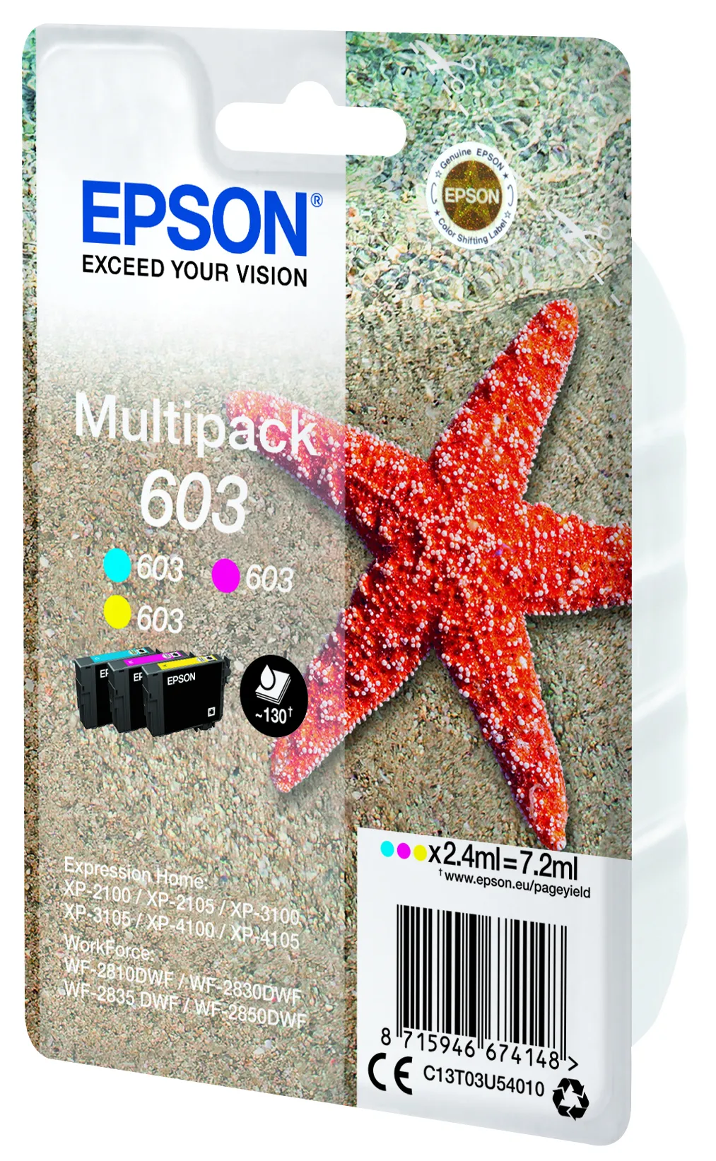 Epson 603 Pack de 3 Cartuchos de Tinta Originales - Cyan, Magenta, Amarillo