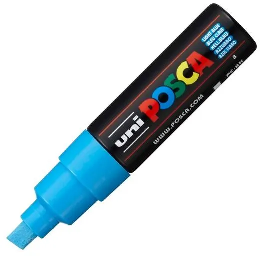 Posca PC-8K Marcador de Pintura Acrílica 8mm Punta Biselada Color Azul Claro
