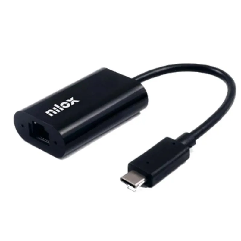 Nilox Adaptador USB-C a RJ45 M/H Negro