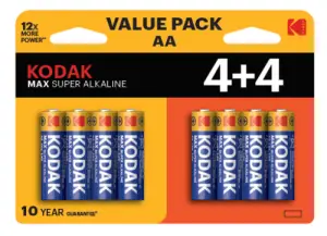 KODAK Max Alcalina AA LR6 2800 mAh 1.5V Pack de 8 Unidades