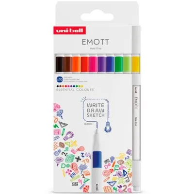 Uniball Emott Rotuladores De Escritura Y Dibujo Colores Esenciales Estuche 10 Ud
