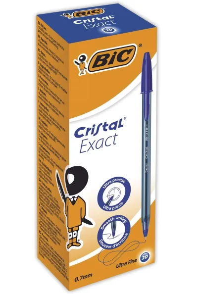 Bic Bolígrafo Cristal Exact Ultra Fine Azul - Caja 20 Unidades