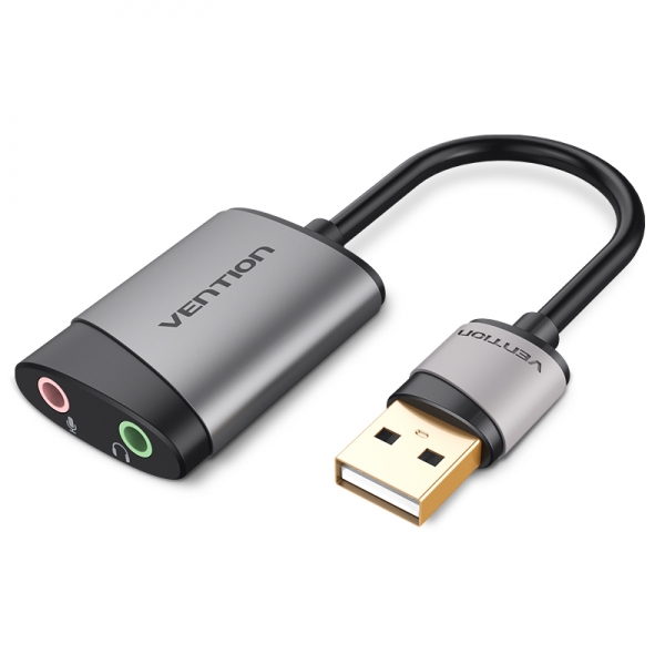 Vention Tarjeta De Sonido Usb-A A 2Xjack 3.5 Hembra - Color Gris
