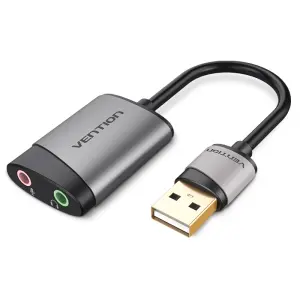 Vention Tarjeta de Sonido USB-A a 2x Jack 3.5 Hembra - Gris