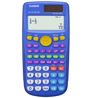 Casio FX-55 Plus Calculadora Cientifica Pantalla LCD 12 Digitos - 240 Funciones - Funcion de Potencia (Cuadrado), Calculo Exponencial etc... - Tapa Protectora - Color Azul