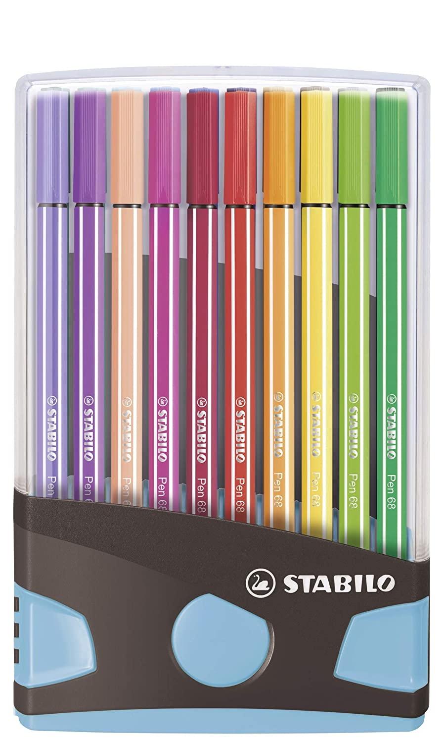 Stabilo Rotulador Pen 68 Colores Surtidos Estuche Parade Antracita-Azul 20 Ud