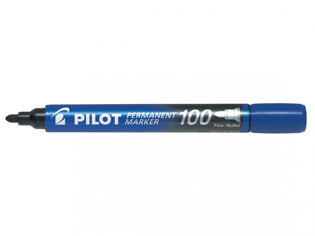Pilot Rotulador Permanente 100 - Punta Fina de Bala 4,5mm - Trazo 1mm - Color Azul