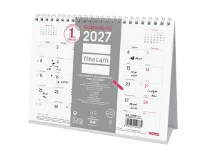 Finocam Calendario de Sobremesa Anual 2027 Mes Vista S 210x150mm Espiral Doble Blanco