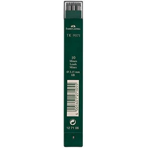Faber Castell Minas Tk 9071 Dibujo 3,15Mm 6B Estuche 10 Ud Negro Intenso