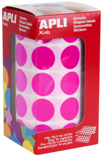 Apli Gomets Redondos Fucsia Ø 20mm - 59 Hojas Pretroqueladas - 1770 Gomets