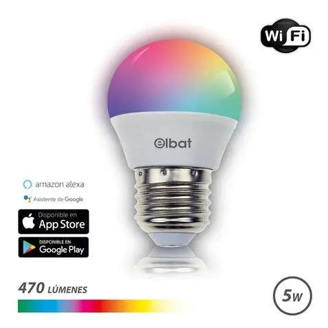 Elbat Bombilla LED Smart Wi-Fi G45 E27 5W 470lm RGB 2700K-6000K Control de Voz