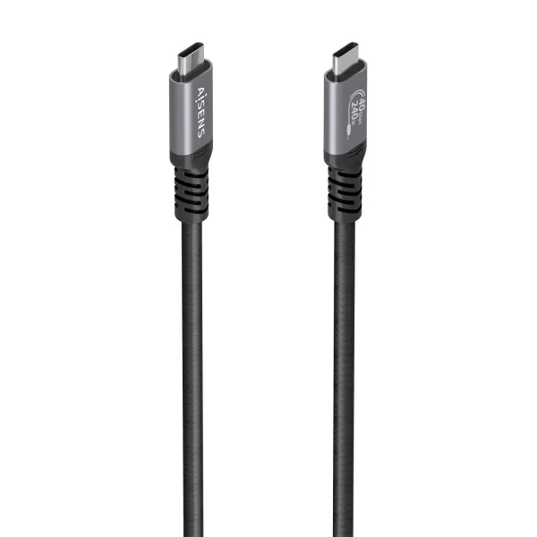 Aisens Cable USB-C Macho - Soporta hasta 240W - Longitud 0.5m - Velocidad de Transferencia hasta 40Gbps - Resolucion 8K - Aluminio - Color Negro