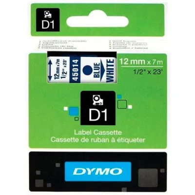 Dymo Cinta Transferencia Térmica D1 Azul Sobre Blanco 12mm x 7m Polyester Rotuladora LabelManager