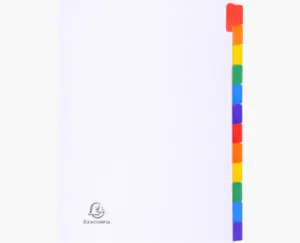 Exacompta Separadores Cartulina Blanca 160g 12 Posiciones A4 Pestañas Colores