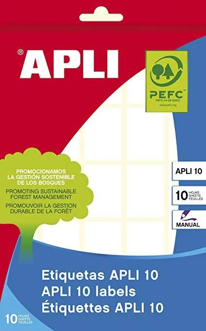 Apli Pack de 250 Etiquetas Permanentes 19x27mm Color Blanco para Escritura Manual